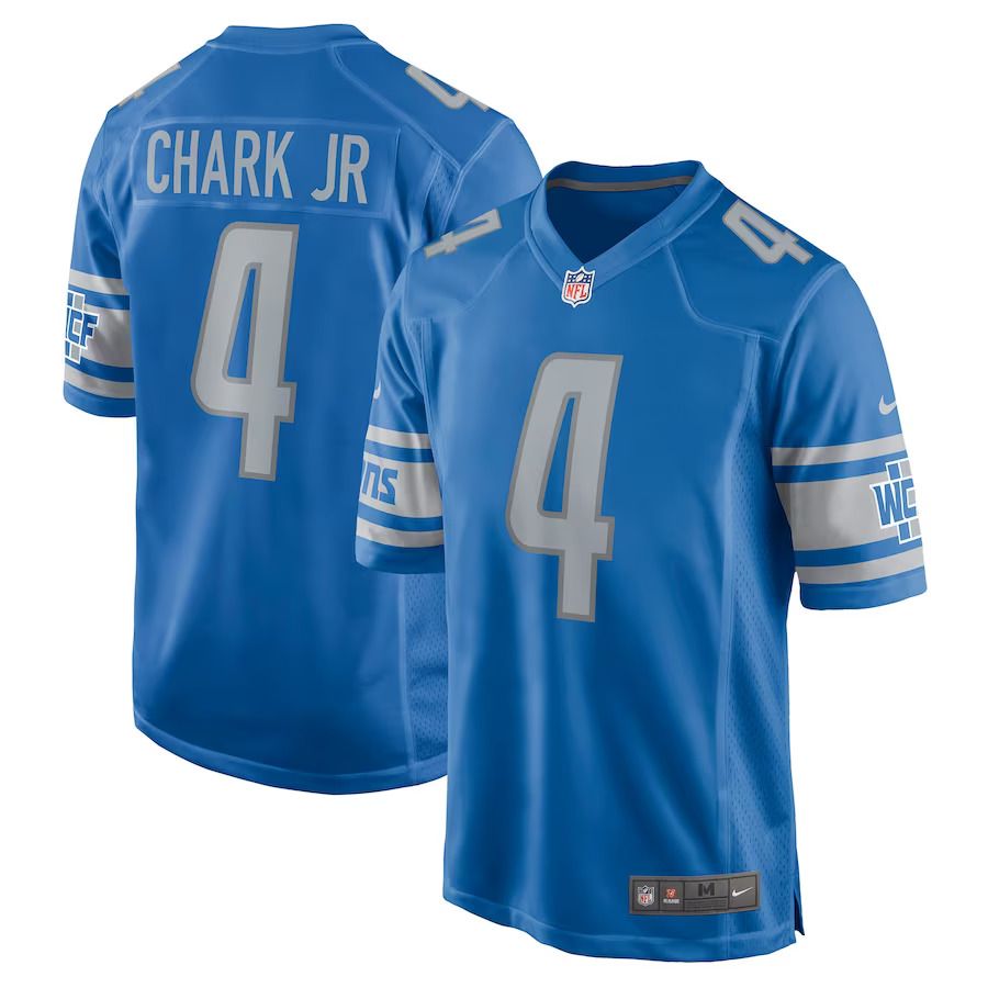 Men Detroit Lions 4 D.J. Chark Nike Blue Game NFL Jersey